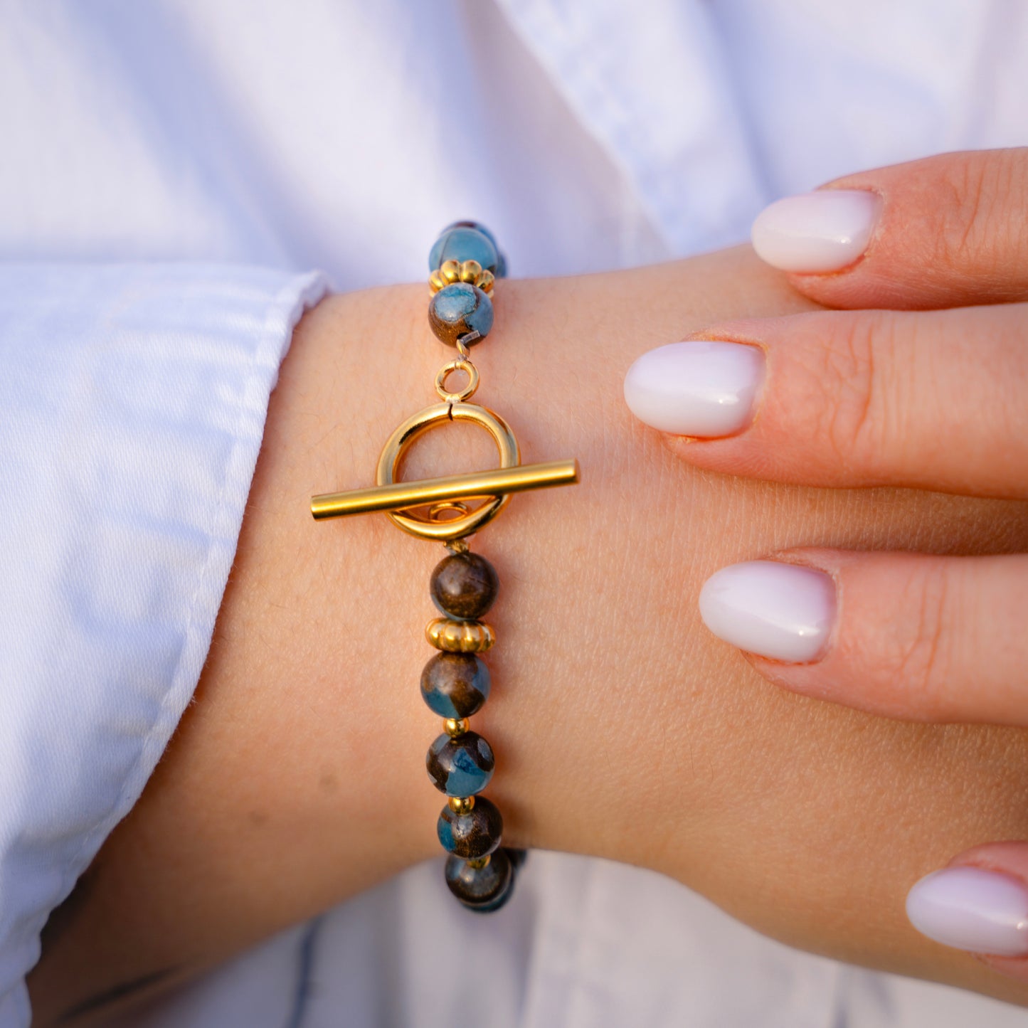 Bracelet Jaspe Bleu clair