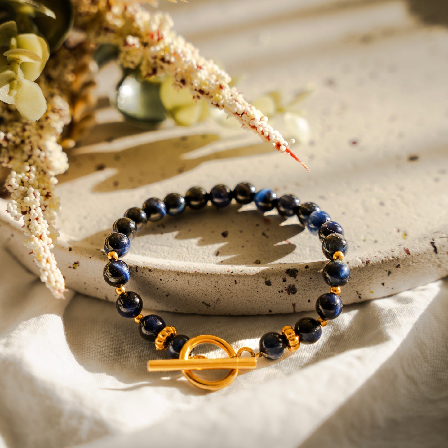Bracelet œil de tigre bleu
