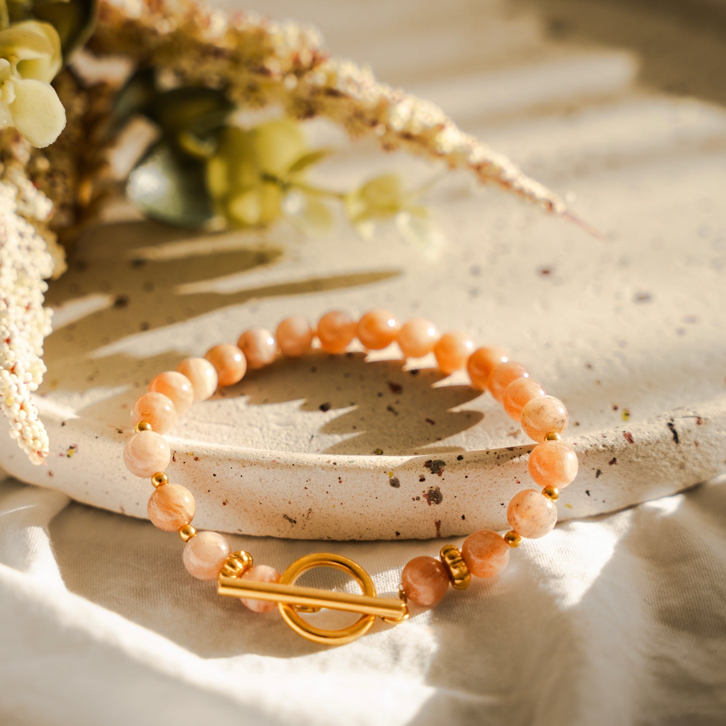 Bracelet pierres de lune rose