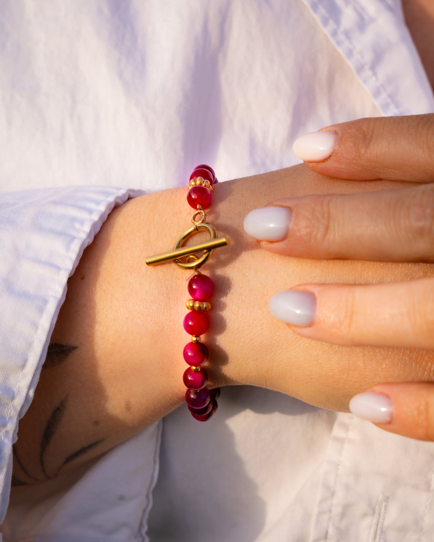 Bracelet Œil de tigre rose