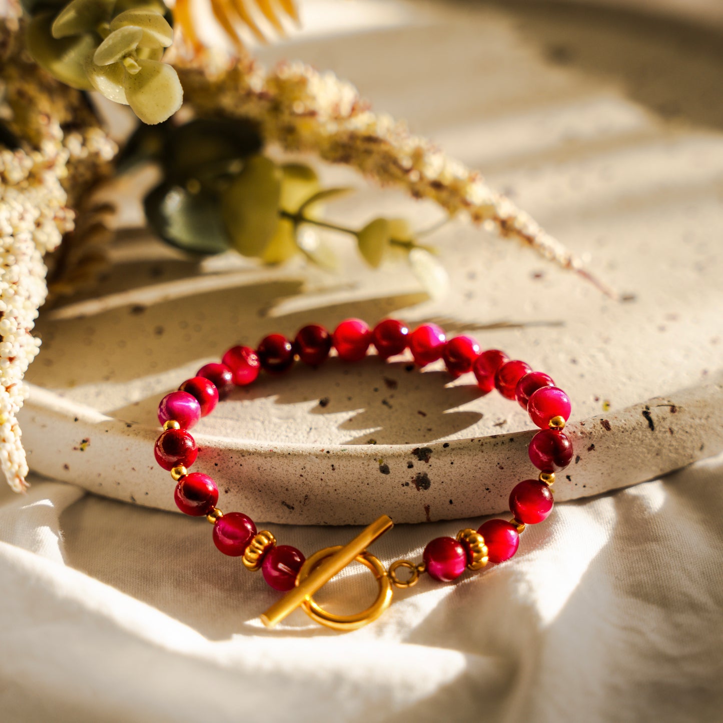 Bracelet Œil de tigre rose